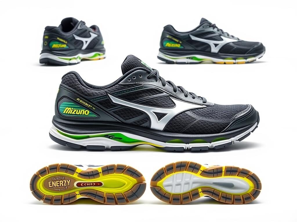 Tênis Mizuno Wave Sky 6 destacando a entressola com tecnologia Enerzy Tênis Mizuno Wave Sky 6 destacando a entressola com tecnologia Enerzy