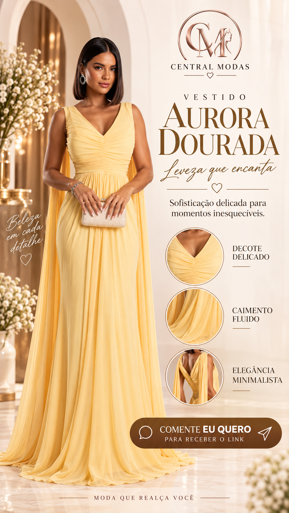Vestido Aurora Dourada