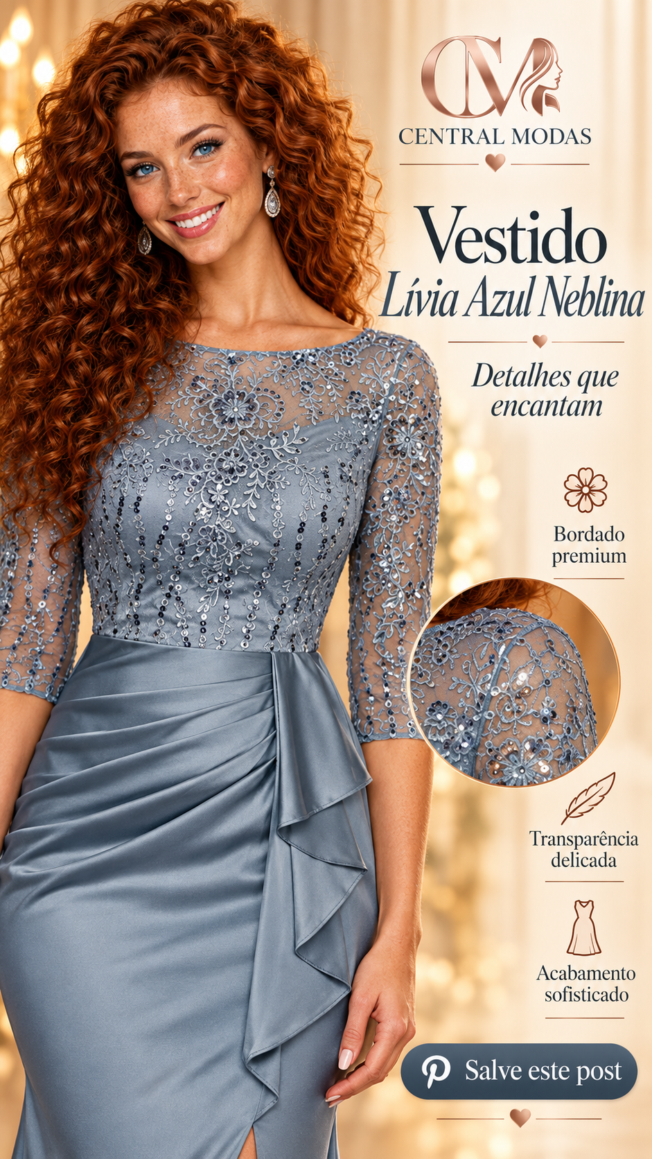 Vestido Lívia Azul Neblina