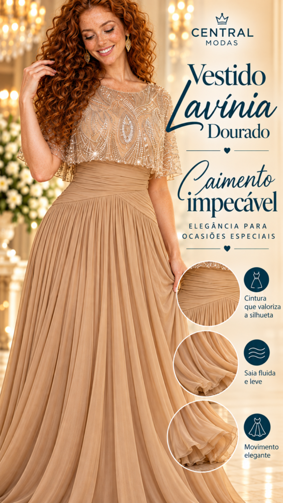 Vestido Lavínia Dourado